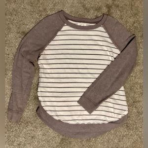 Maurices Mauve and White Crew Neck Sweater with Casual Charm